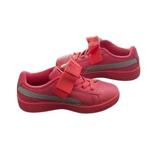 Puma Pink Silver Sparkle Bow Vikky V2 Ribbon Glitz Size 10.5 C Toddler Girl’s